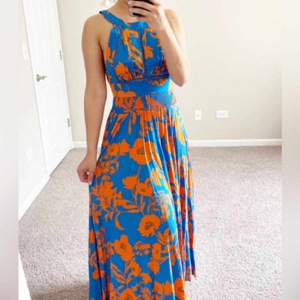 Abel The Label Charlie Blue Floral Maxi Dress large from Anthropology